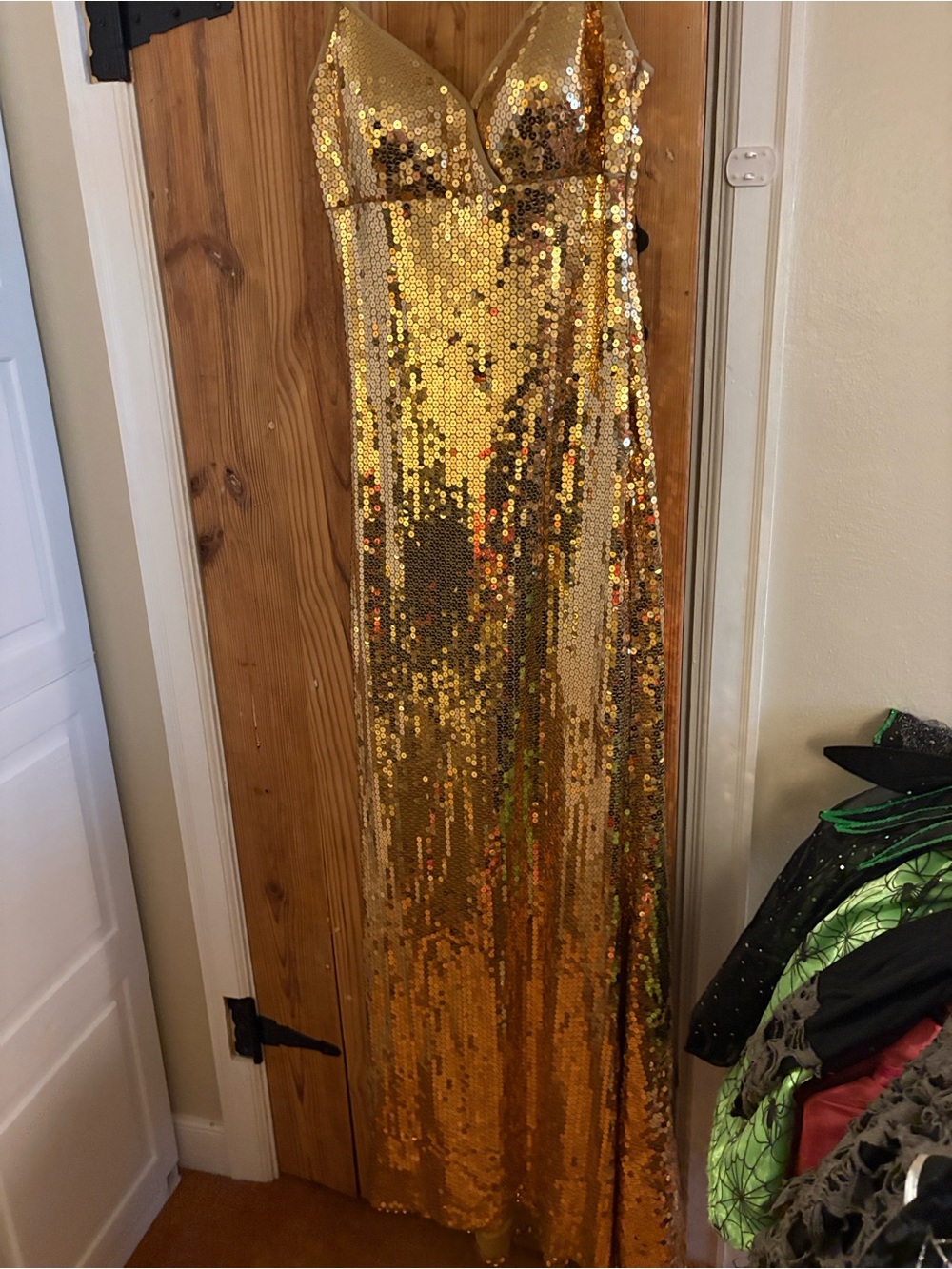 Gold Sequin Maxi Dress Like New